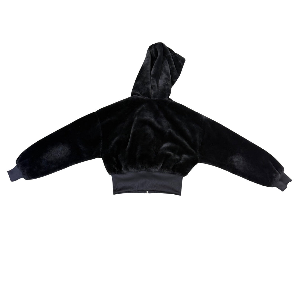 Puma Womens Black Polyester Hooded Fleece Zip-Up Cropped Jacket Size XS