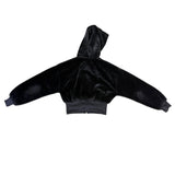 Puma Womens Black Polyester Hooded Fleece Zip-Up Cropped Jacket Size XS