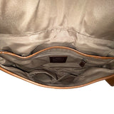 Coach Women’s White & Brown Leather Buckle Flap Detail Shoulder Bag