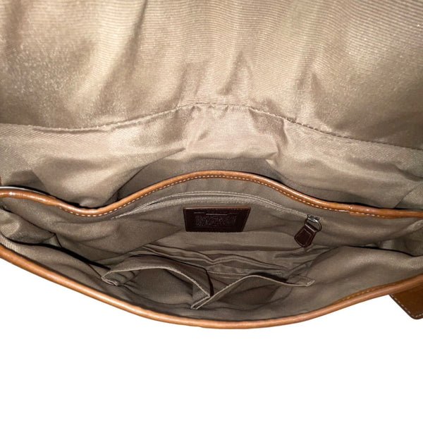 Coach Women’s White & Brown Leather Buckle Flap Detail Shoulder Bag