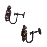 Vintage Unknown Women Silver Tone Floral Rhinestone Screw-Back Earrings