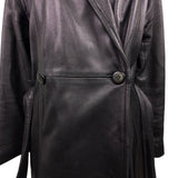 Trucker Women’s Black Leather Jacket Belted Wrap Style Size Medium