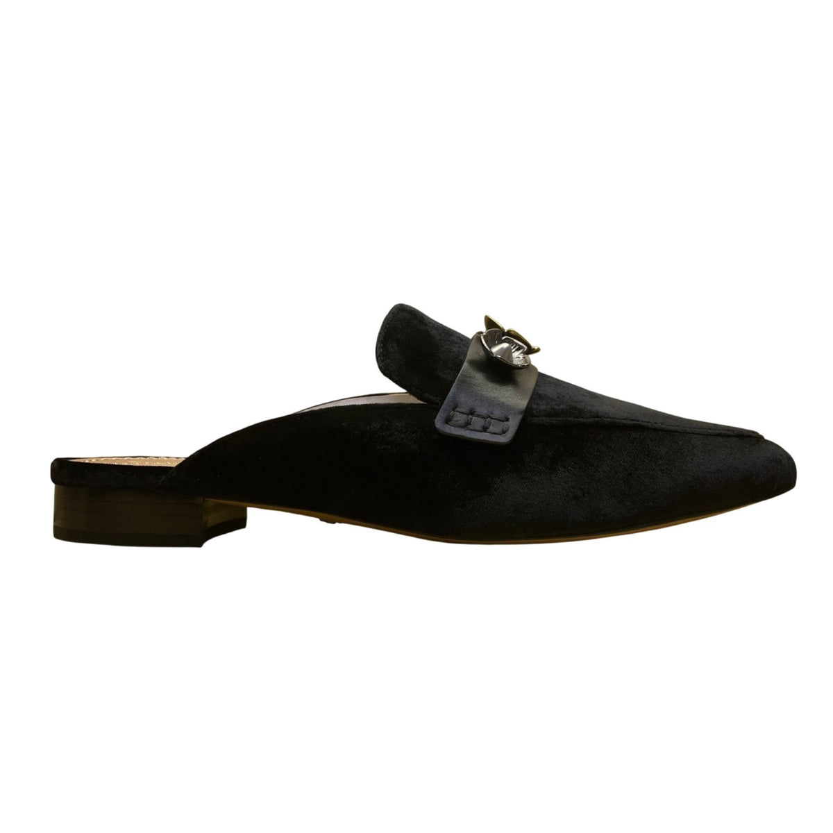 Coach Women’s Black Velvet Floral Embellished Mules Size 9.5B