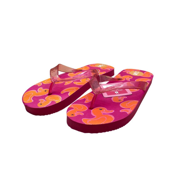 Noteworthy Girls Pink Foam Rubber Duck Theme Spa Retreat Flip Flops Size S 5/6