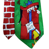 Looney Tunes Mens Green Christmas Holiday Neck Tie Tweety & Sylvester Print