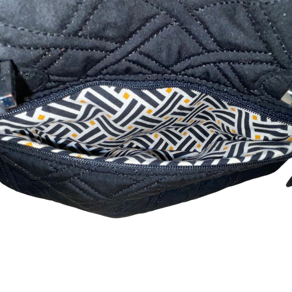Vera Bradley Women’s Black Quilted Fabric Turn Lock Closure Shoulder Bag