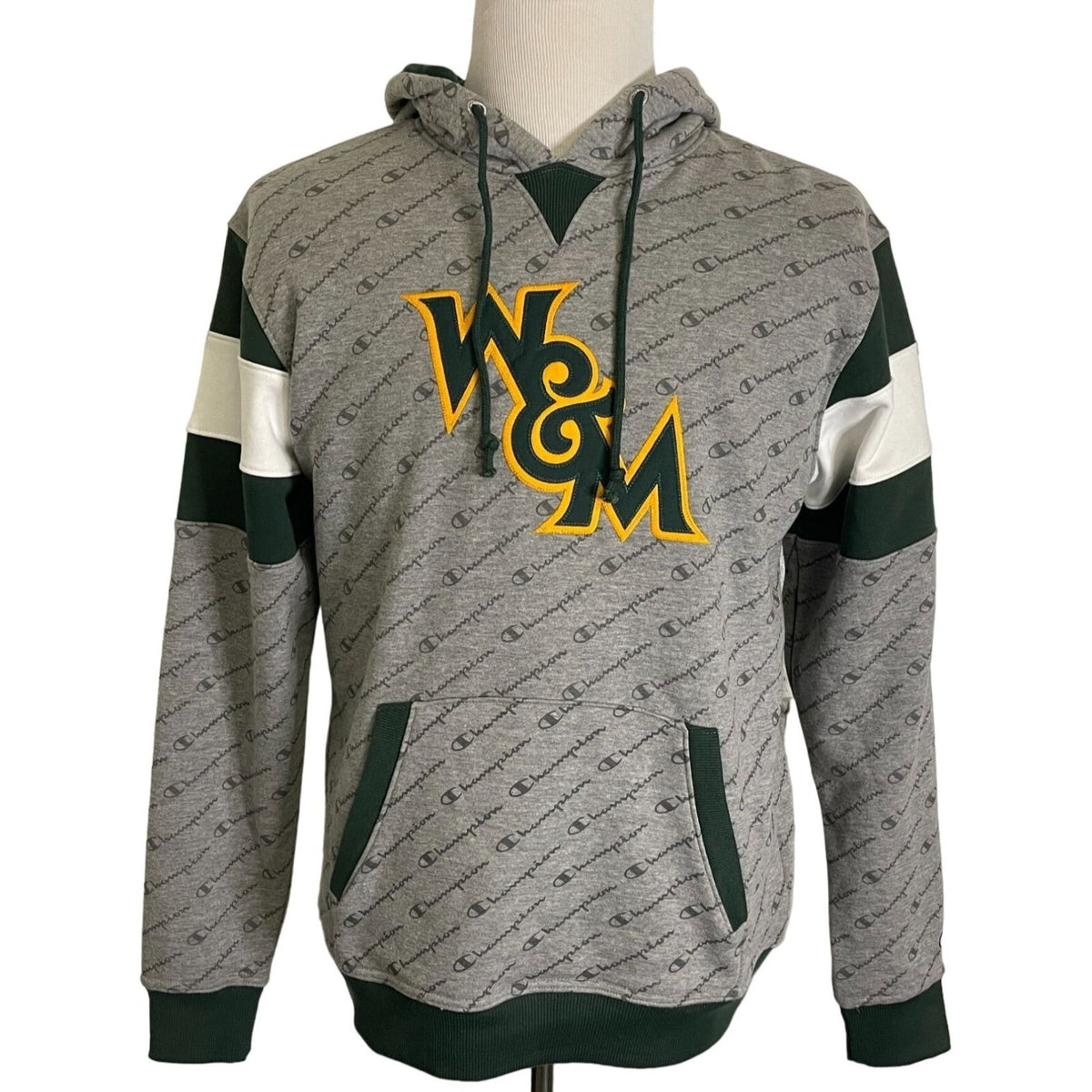 NWT Champion Pullover Pockets Cotton Men's Hoodie Grey, Green Size Medium