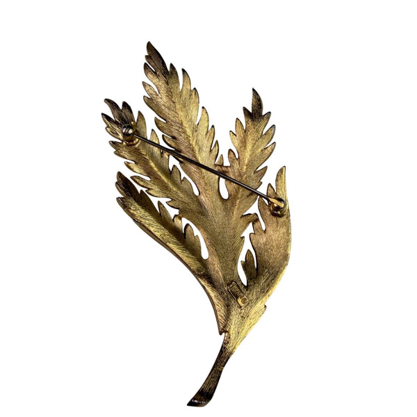 Trifari Womens Gold Tone Metal Leaf Design Vintage Brooch Pin Jewelry