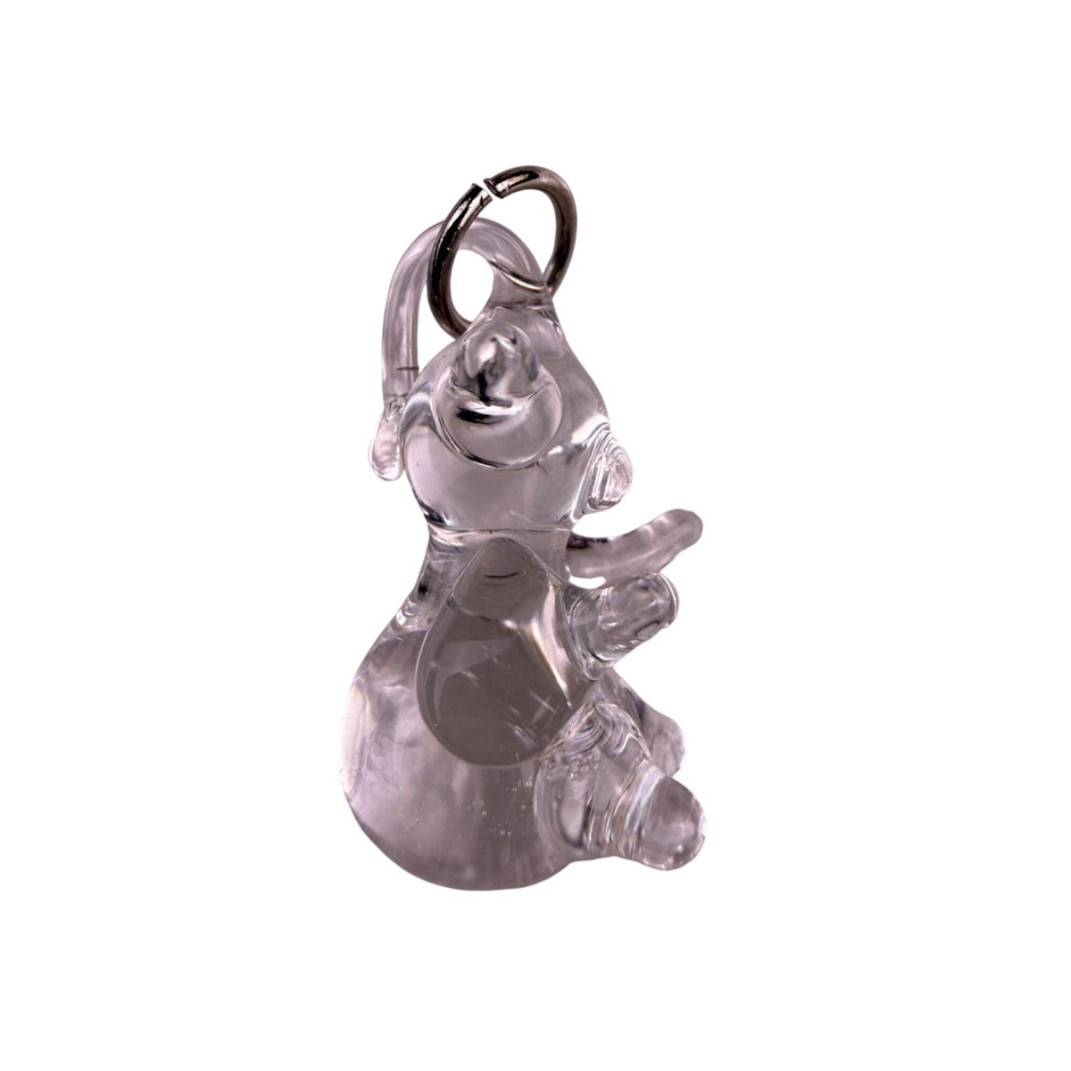 Clear Glass Bear Pendant Charm With Hanging Loop Collectible Miniature