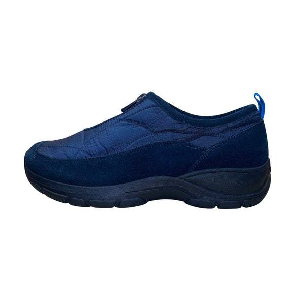 Lands End Women’s Navy Blue Suede & Quilted Nylon Slip-On Shoes Size 8.5D