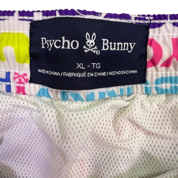 Psycho Bunny Mens Multicolor Swim Trunks Logo Print Elastic Drawstring Sz XL