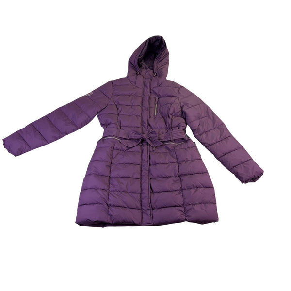 U.S. Polo Assn. Womens Purple Puffer Jacket With Hood Large Zippered