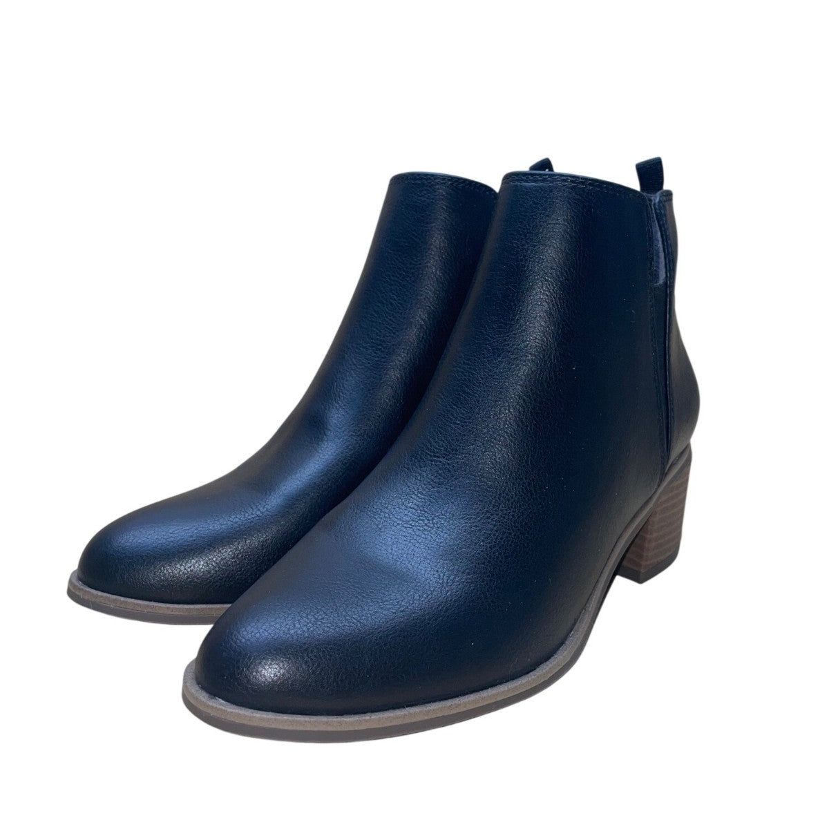Dr. Scholls Women’s Black Faux Leather Block Heel Pull-On  Ankle Boots Size 8M