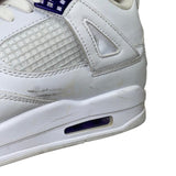 Air Jordan 4 Retro Men’s Metallic Purple & White Leather Sneakers Size US 9.5
