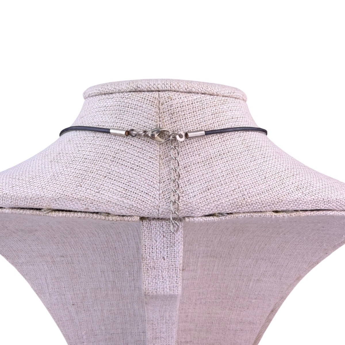 Barcelona Womens Black Leather Necklace With Green Enamel Silver Tone Pendant