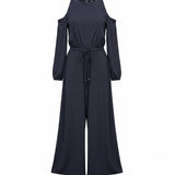 International Concepts Womens Black Cold Shoulder Jumpsuit Size S