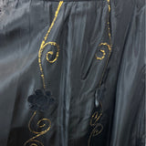Vintage 80''s Miss Féraud Women's Black  With Embroidered Floral Art Long Skirt