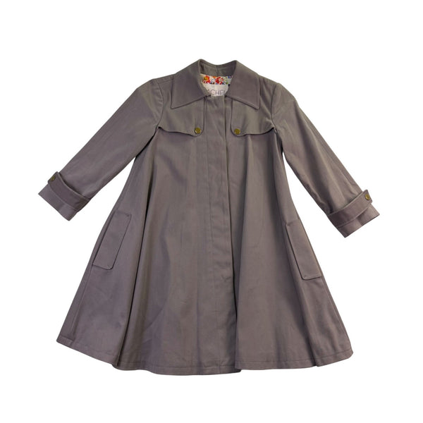 Rachel Roy Womens Grey Flared Trench Coat With Floral Lining Size XS