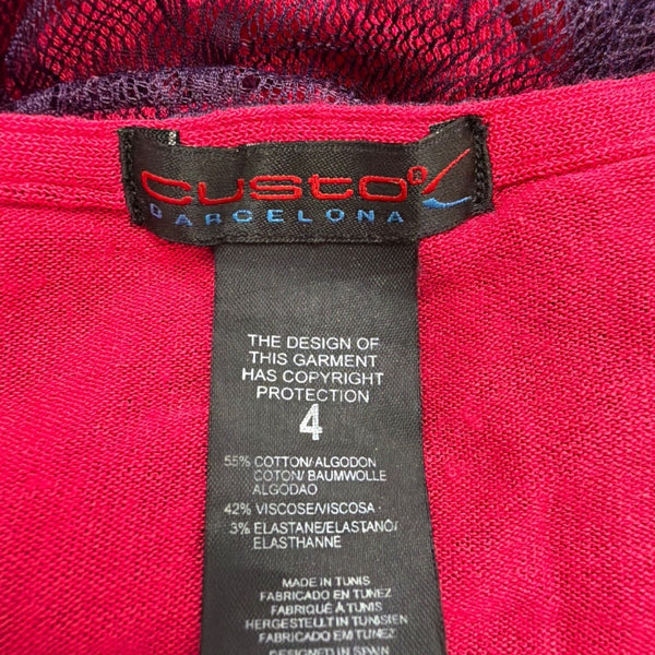 Custo Barcelona Womens Red & Purple Mesh Lace Fitted Ruched Dress Size 4