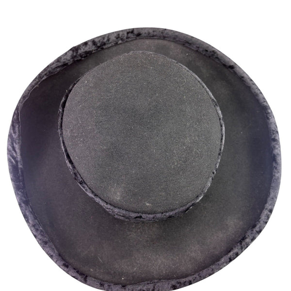 Importina Bollman Unisex Black Velvet-Finish Wool Vintage Style Wide Brim Hat