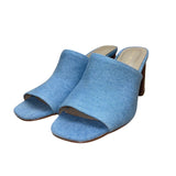 Nine West Women’s Blue Denim Open-Toe Wylow 7 Block Heel Mules Size 7M