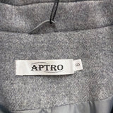 Aptro Womens Gray Wool Blend Double-Breasted Winter Coat Size S
