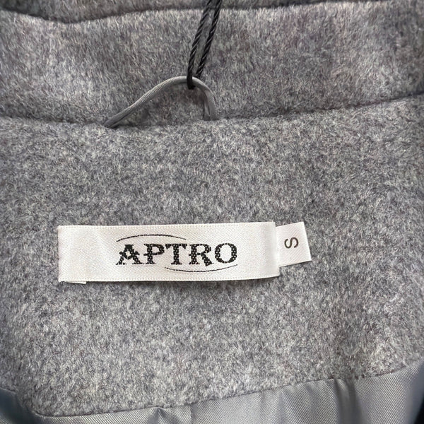 Aptro Womens Gray Wool Blend Double-Breasted Winter Coat Size S