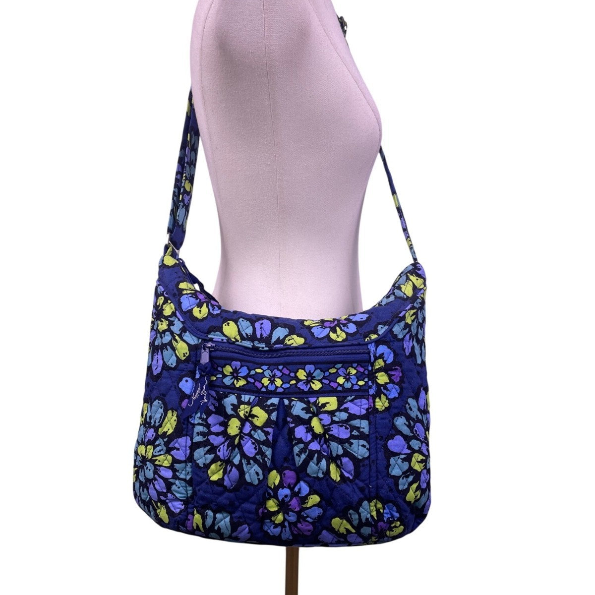 Vera Bradley Women’s Blue Quilted Floral Adjustable Strap Shoulder Tote Bag