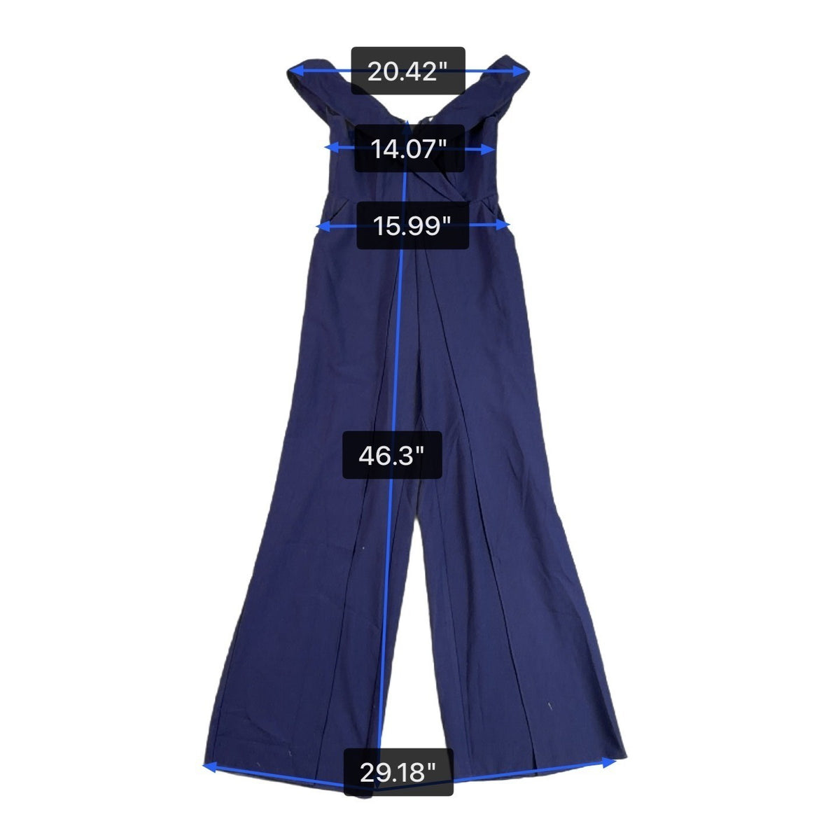 Luxxel Womens Navy Spandex Blend Off The Shoulder Wide Leg Jumpsuit Size M