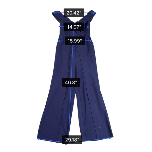 Luxxel Womens Navy Spandex Blend Off The Shoulder Wide Leg Jumpsuit Size M