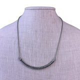 Loft Womens Silver Tone Metal Bar Pendant Necklace With Rhinestone Accent