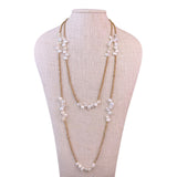 Long Strand Irregular Freshwater Keshi Pearls & Golden Beads Necklace