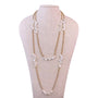 Long Strand Irregular Freshwater Keshi Pearls & Golden Beads Necklace
