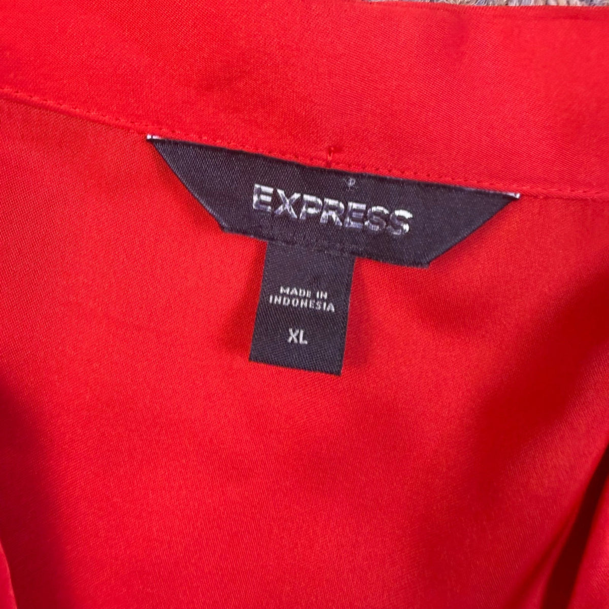 Express Womens Red Blouse Wrap Style Long Sleeve Size XL