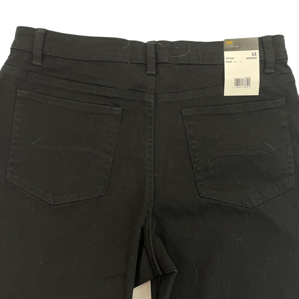 Lee Womens Relaxed Fit Mid-Rise Black Capri Jeans Size 14 - New