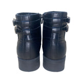 Kelly & Katie Women’s Black Faux Leather Double Buckle Ankle Boots Sz 8M