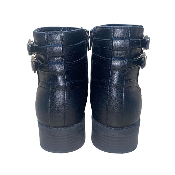 Kelly & Katie Women’s Black Faux Leather Double Buckle Ankle Boots Sz 8M