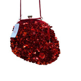 Lord & Taylor Women’s Red Sequins Evening Bag With Chain Strap & Satin Interior