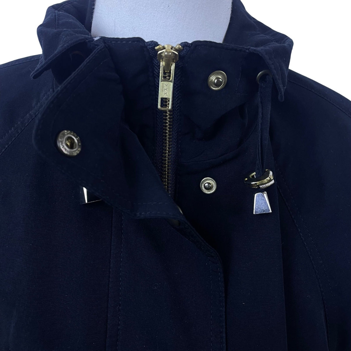 Mulberry Street Women’s Black Hooded Anorak Jacket Drawstring Waist Sz M