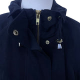 Mulberry Street Women’s Black Hooded Anorak Jacket Drawstring Waist Sz M