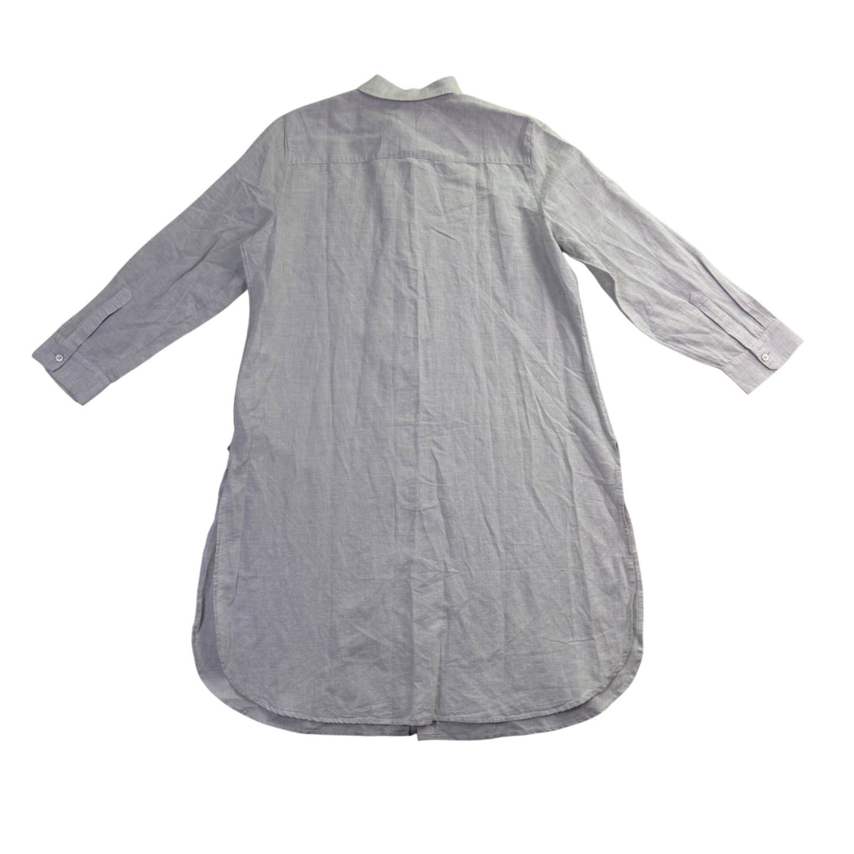 Chicos Womens Light Gray Linen-Blend Button-Down Long Shirt Dress Size 2P