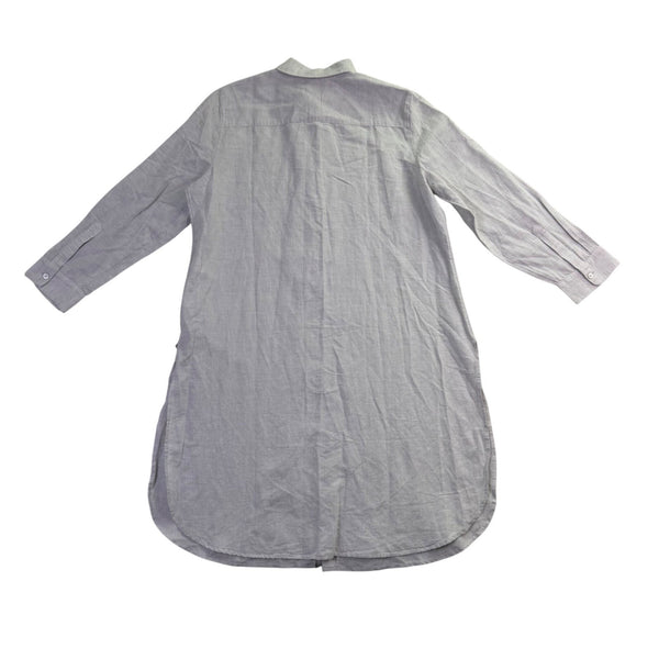 Chicos Womens Light Gray Linen-Blend Button-Down Long Shirt Dress Size 2P