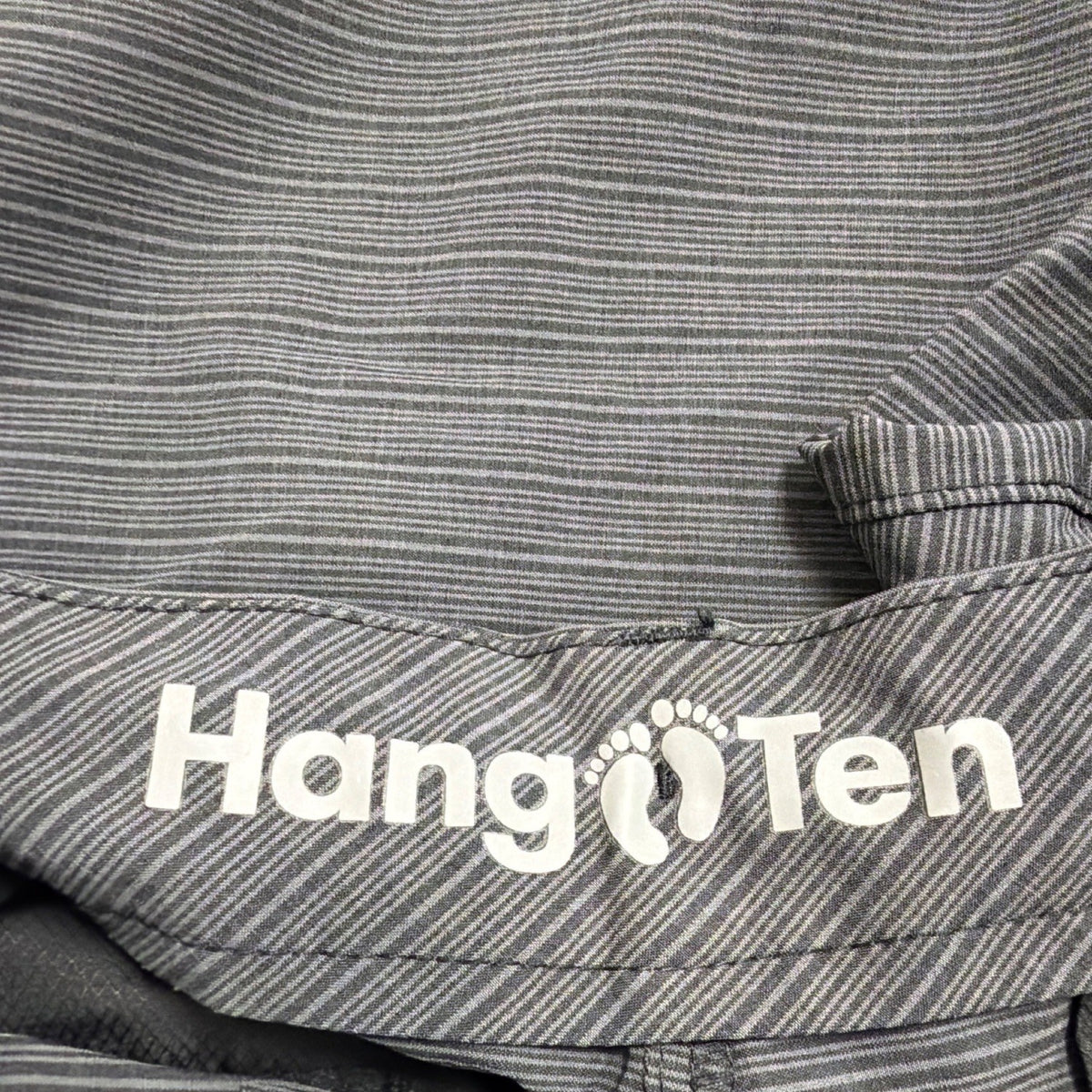 Hang Ten Mens Gray Striped Elastane Flat Front Shorts Size 36