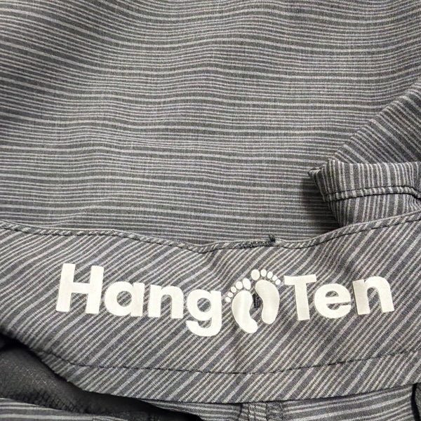 Hang Ten Mens Gray Striped Elastane Flat Front Shorts Size 36