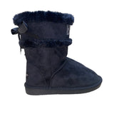 Bebe Girls Black Faux Suede Rhinestone Bow Winter Boots Size 13