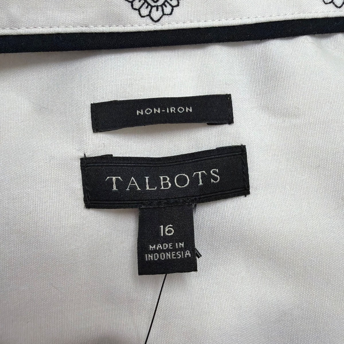 Talbots Womens White Non-Iron Short Sleeve Button-Down Shirt Size 16