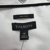 Talbots Womens White Non-Iron Short Sleeve Button-Down Shirt Size 16