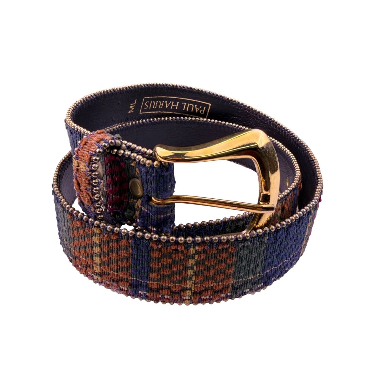 Paul Harris Womens Multicolor Fabric & Leather Belt Plaid Design Sz M