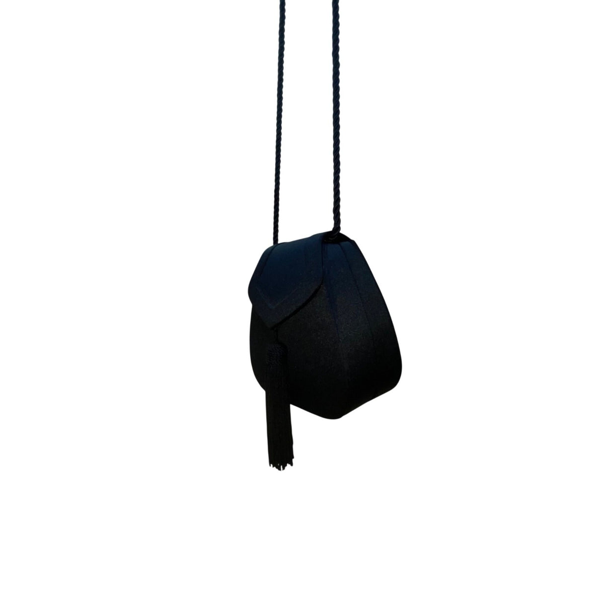 Preview Collection Womens Black Faux Satin Tassel & Braided Strap Crossbody Bag