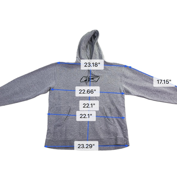 Reebok Grey Logo Hoodie Men’s Comfortable & Stylish Long Sleeves Size M